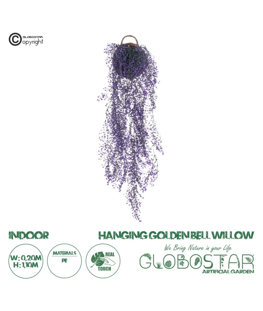 GloboStar® Artificial Garden GOLDEN BELL WILLOW 3 HANGING PLANT 20631 Κρεμαστό Τεχνητό Διακοσμητικό Φυτό Ιτίας  Y110cm